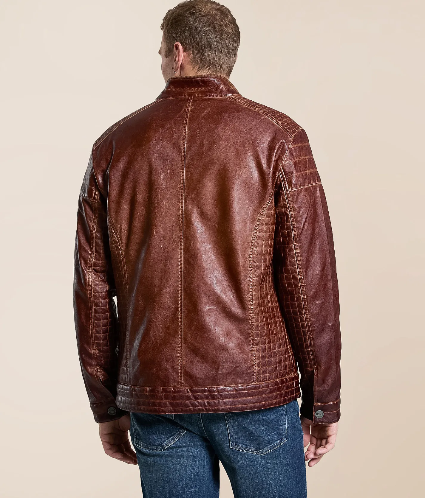 Tops|Coats & Jackets | Buckle Black Washed Pleather Jacket Tobacco Brown