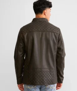 Buckle Black Washed Pleather Jacket Brown Sale