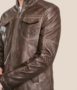 Buckle Black Washed Pleather Jacket Brown Best