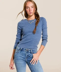 Tops | Gilded Intent Washed Rib Knit Top Blue Black