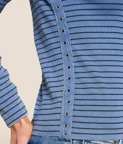 Tops | Gilded Intent Washed Rib Knit Top Blue Black