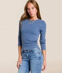 Tops | Gilded Intent Washed Rib Knit Top Blue Black