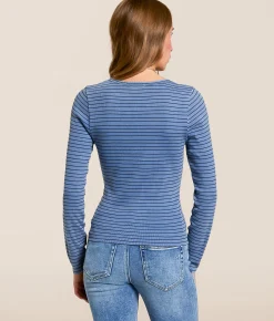 Tops | Gilded Intent Washed Rib Knit Top Blue Black