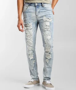 Sale Jeans|Bottoms | Industrial Indigo Washed Skinny Stretch Jean Light Wash