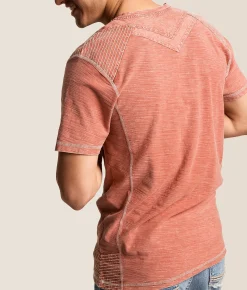 Buckle Black Washed Slub Henley Burnt Henna Online