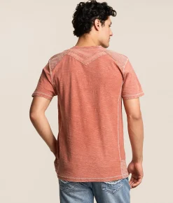 Buckle Black Washed Slub Henley Burnt Henna Online