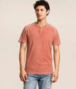 Buckle Black Washed Slub Henley Burnt Henna Online