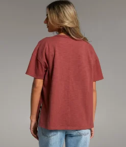 BKE Washed Slub Knit T-Shirt Apple Butter Discount