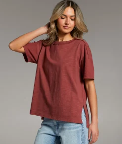BKE Washed Slub Knit T-Shirt Apple Butter Discount