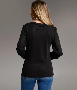 Tops | BKE Washed Snap Henley Washed Black