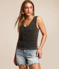 Tops | Gilded Intent Washed Sweater Tank Top Washed Black