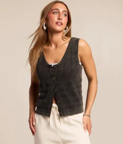 Tops | Gilded Intent Washed Sweater Tank Top Washed Black
