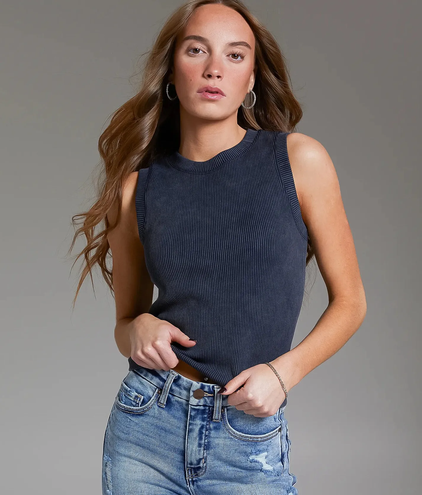 BKE core Washed Tank Top Garnet New
