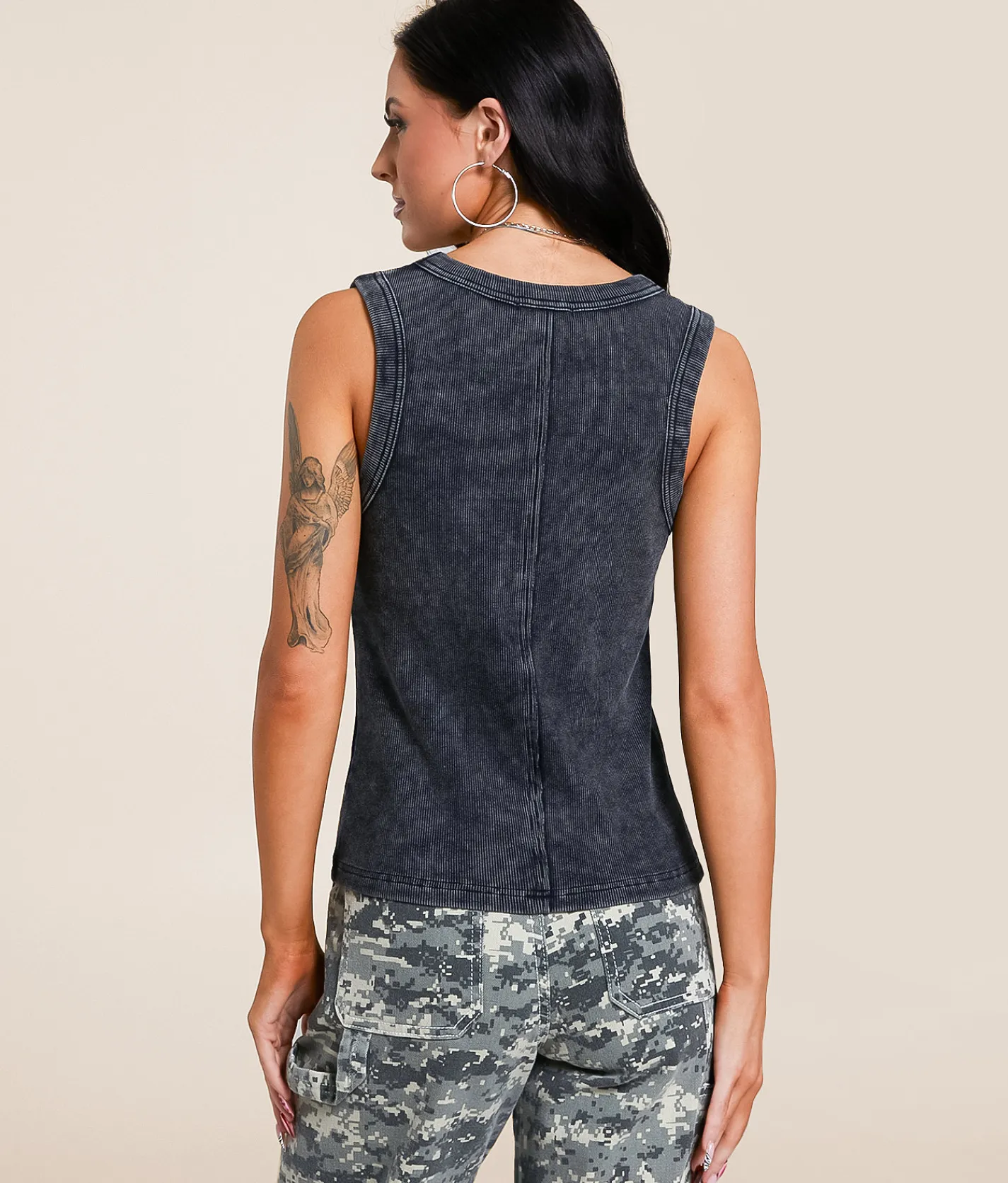 Gilded Intent Washed Tank Top Washed Black Sale