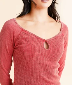 Tops | BKE Washed Thermal Top Chili Pepper