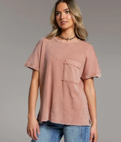 BKE Washed Thermal T-Shirt Ash Rose Best