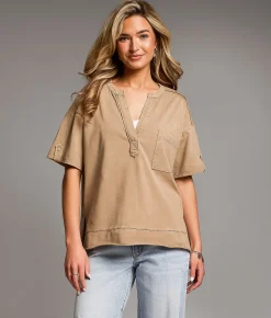Tops | BKE Washed Top Greige