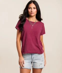 Tops | Gilded Intent Washed T-Shirt Red Plum
