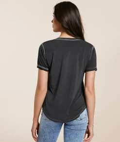 White Crow Washed V-Neck T-Shirt Washed Black Online