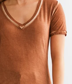 White Crow Washed V-Neck T-Shirt Navy Hot