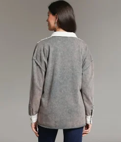 Tops | BKE Washed Waffle Knit Shirt Blue Cream