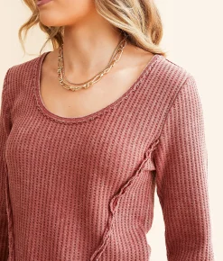 Tops | Gilded Intent Washed Waffle Knit Top Madder Brown