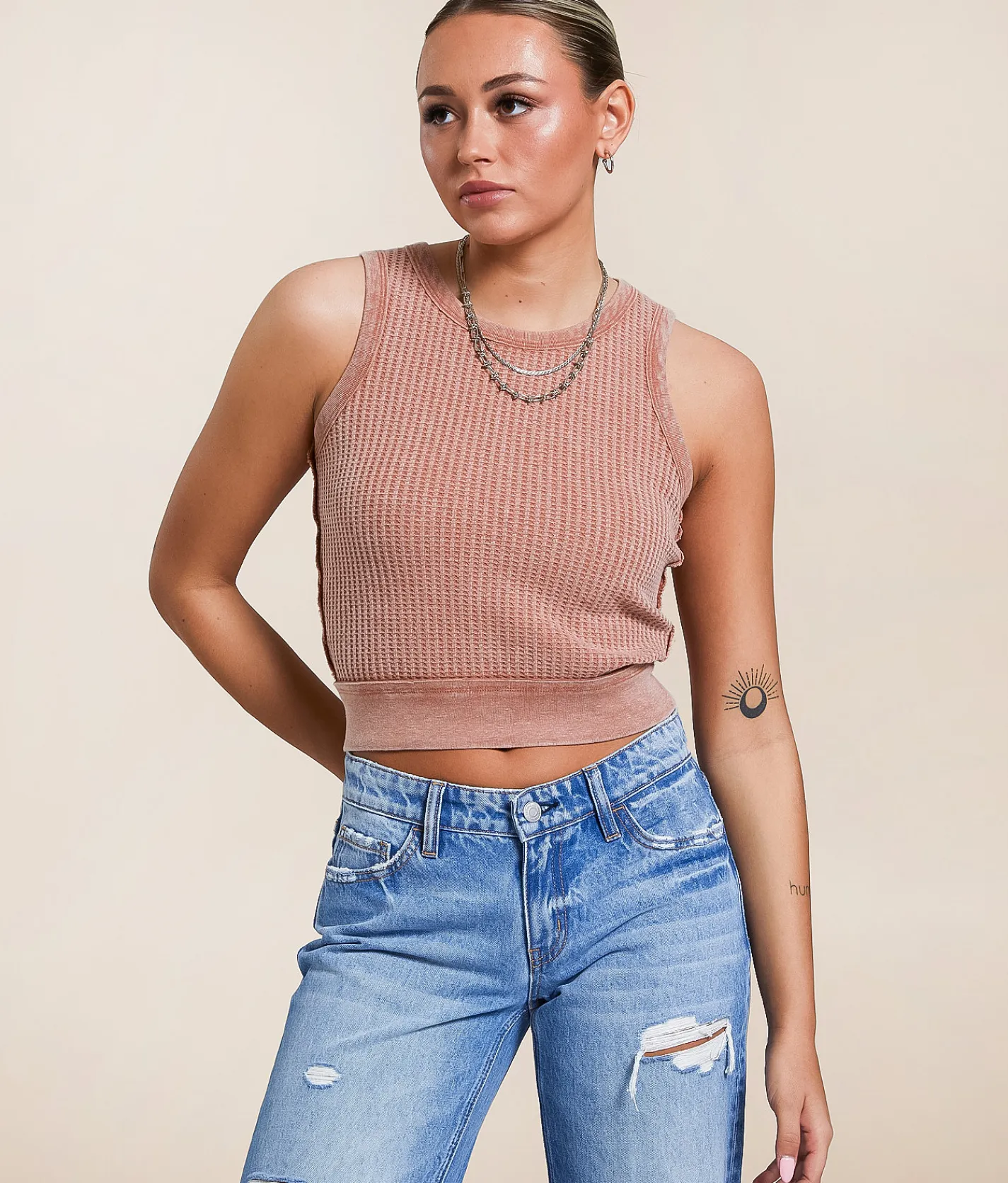Tops | Gilded Intent Washed Waffle Tank Top Elm