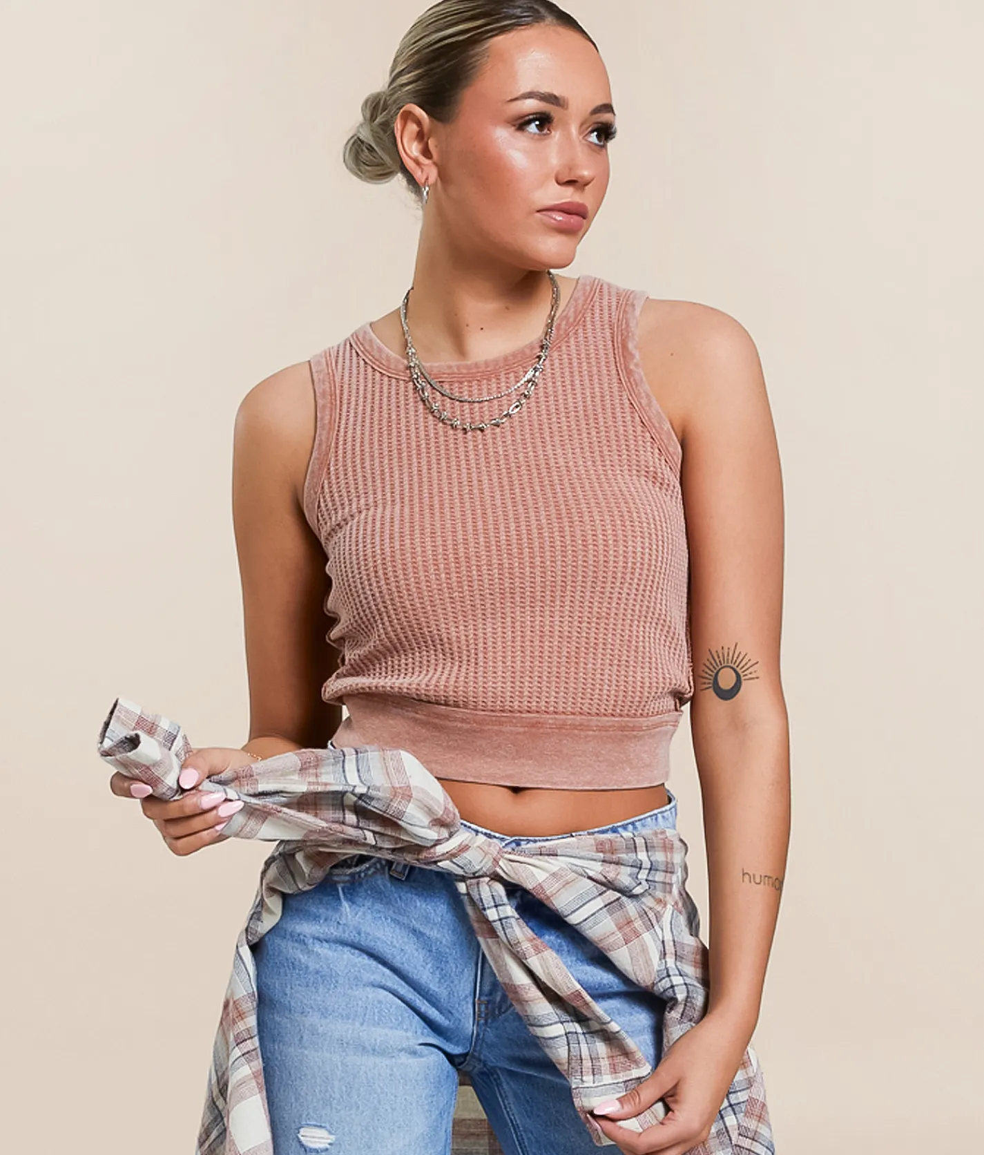 Tops | Gilded Intent Washed Waffle Tank Top Elm