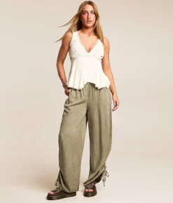 Bottoms | Angie Washed Wide Leg Pant Cactus