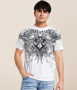 Affliction Wash T-Shirt White Clearance