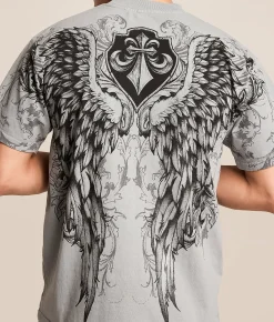 Tops|Graphic T-Shirts | Affliction Wash T-Shirt Silver Gray Lava Wash