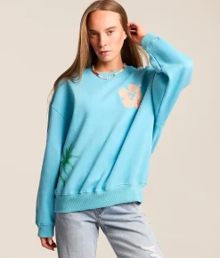 Tops | Billabong Water Signals Kendal Oversized Pullover Crowne Blue