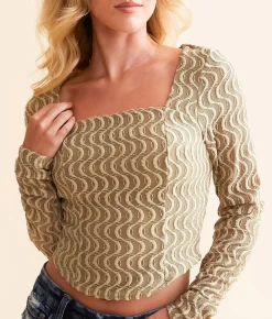 Willow & Root Wavy Textured Top Sage Online