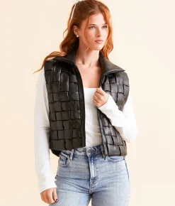 Open SZN Weaved Puffer Vest Black
