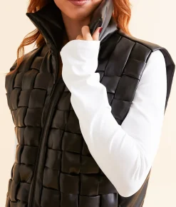 Open SZN Weaved Puffer Vest Black