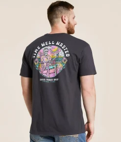 Graphic T-Shirts | Pardy Time Well Wasted T-Shirt Gray Pinstripe