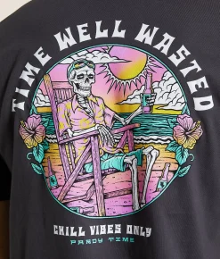 Graphic T-Shirts | Pardy Time Well Wasted T-Shirt Gray Pinstripe