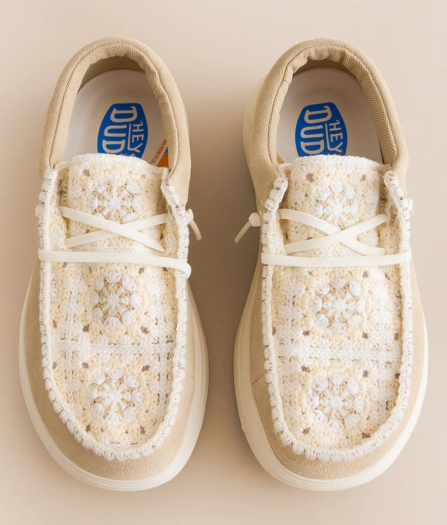 HEYDUDE™ Wendy Comf Suede Crochet Shoe Irish Cream Multi Clearance