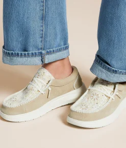 HEYDUDE™ Wendy Comf Suede Crochet Shoe Irish Cream Multi Clearance