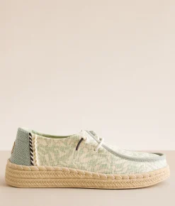 HEYDUDE™ Wendy Espadrille Retro Palm Shoe Celadon Green White Online