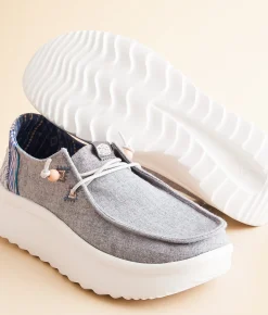 HEYDUDE™ Wendy Peak Chambray Shoe Grey New