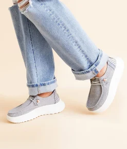 HEYDUDE™ Wendy Peak Chambray Shoe Grey New