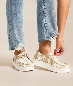 Shoes | HEYDUDE™ Wendy Rise Cow Shoe Tan White