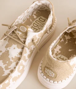 Shoes | HEYDUDE™ Wendy Rise Cow Shoe Tan White