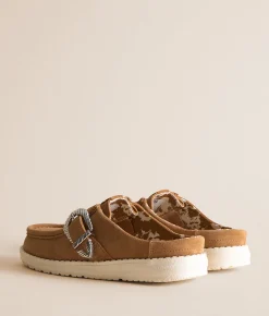 HEYDUDE™ Wendy Slip Buckle Leather Mule Tan Best