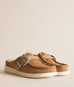 HEYDUDE™ Wendy Slip Buckle Leather Mule Tan Best