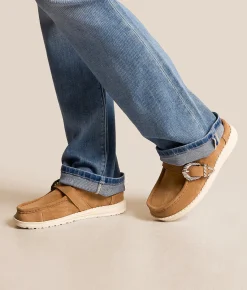 HEYDUDE™ Wendy Slip Buckle Leather Mule Tan Best