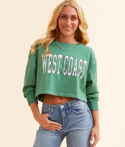 Tops | FITZ + EDDI West Coast Boxy Cropped T-Shirt Pine Green