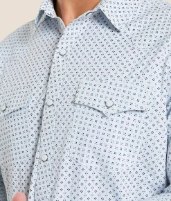 Tops | Gentry County Western Athletic Performance Stretch Shirt White Blue