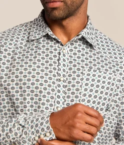 Gentry County Western Athletic Shirt Cream Turqoise Discount